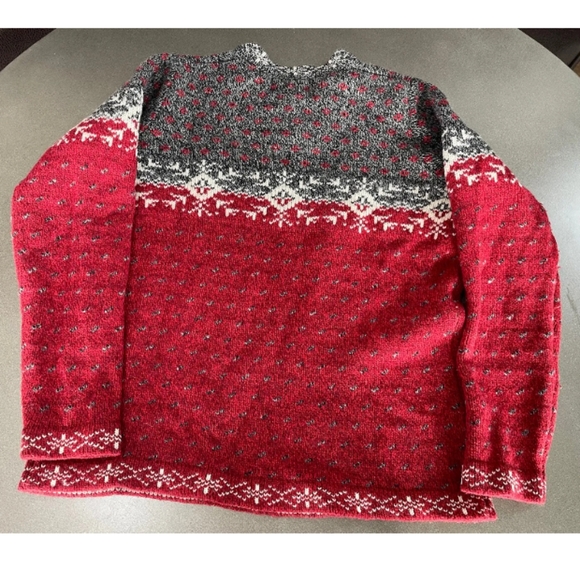 Woolrich | Lambswool Snowflake Winter Sweater Deep Ruby Multi Size Small - Picture 6 of 15